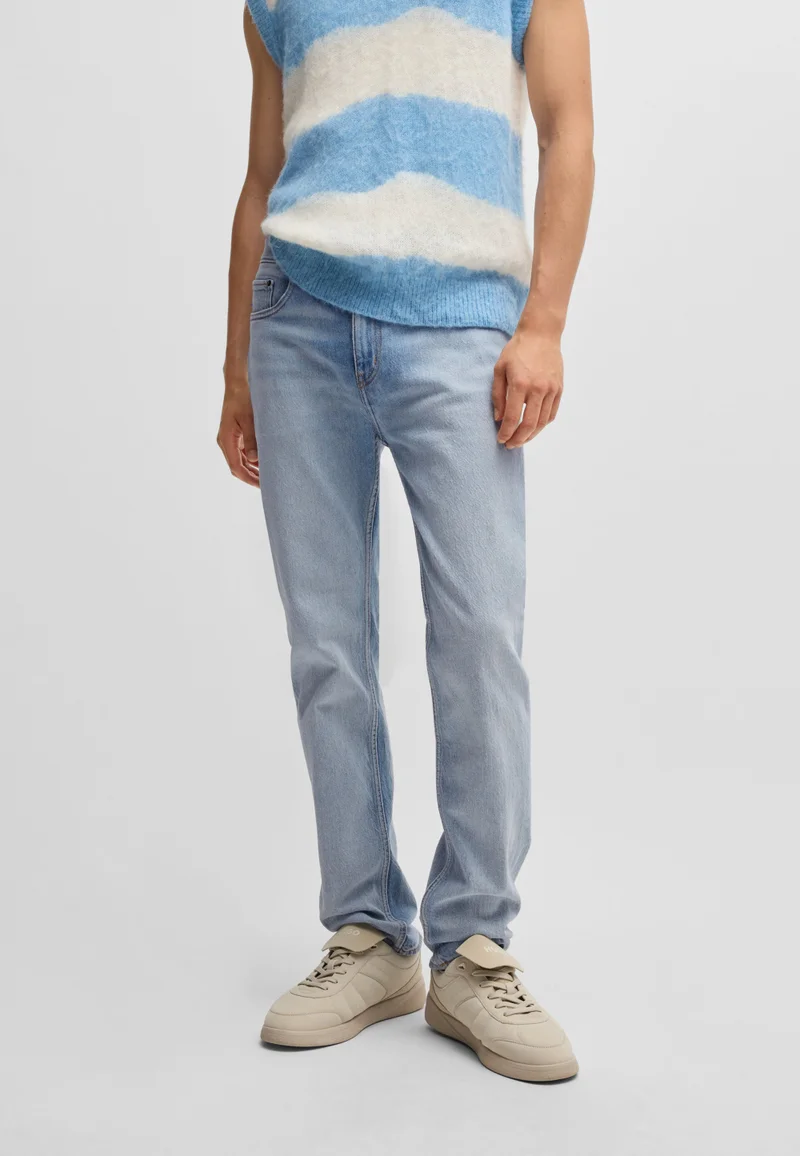 هوجو Slim-fit jeans in blue stonewashed denim