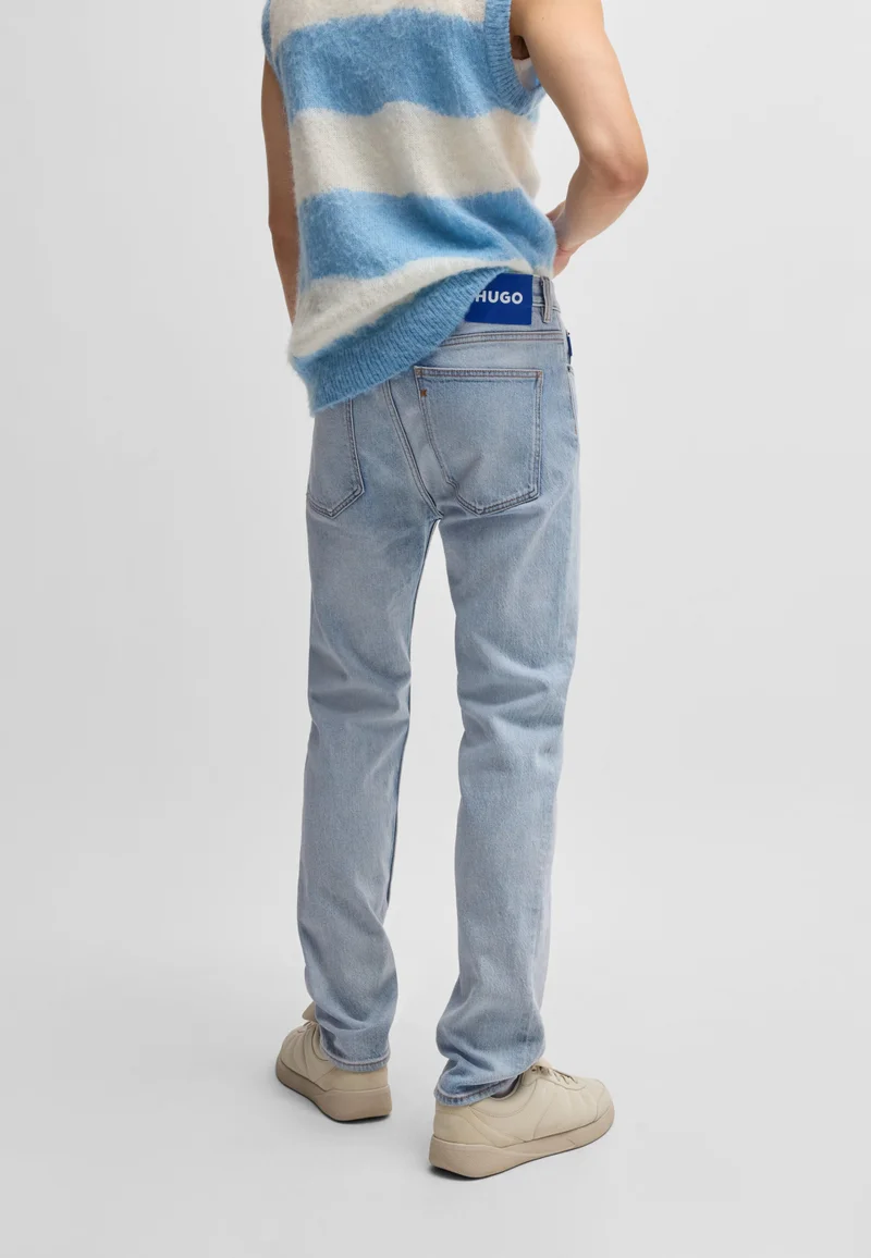 هوجو Slim-fit jeans in blue stonewashed denim