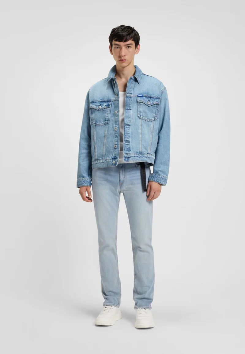 HUGO Turquoise Slim-fit jeans in blue stonewashed denim for Men | Best Price UAE