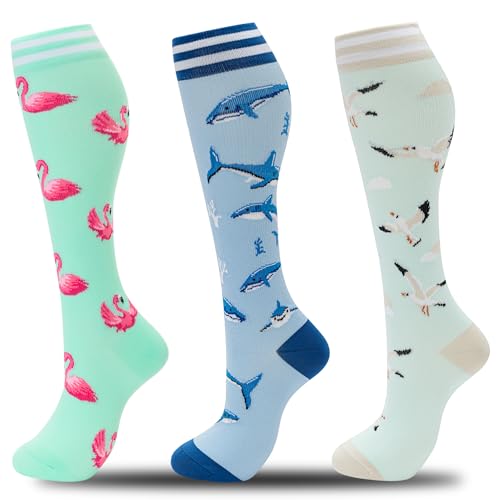 fenglaoda Compression Socks for Women Men 3 Pairs Graduated Compression Support Circulation Socks for Nurses - Image 1
