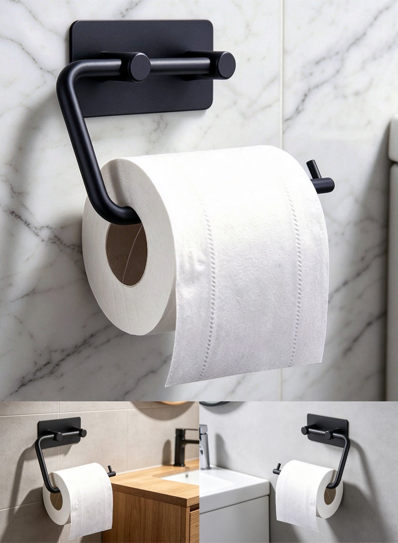 viola Self Adhesive Toilet Paper Holder,Stainless Steel Tissue Roll Paper Hook,Towel Hanger Rack,Napkin Holder Towel Hanger for Bathroom Black - Image 1