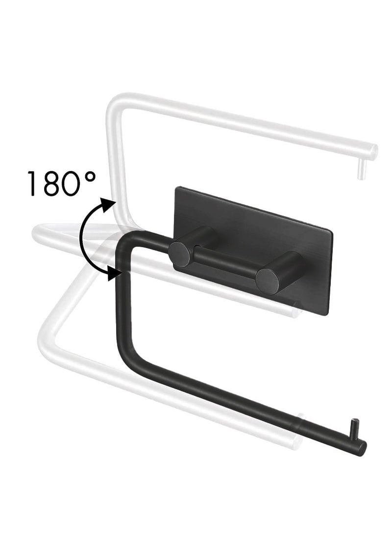 viola Self Adhesive Toilet Paper Holder,Stainless Steel Tissue Roll Paper Hook,Towel Hanger Rack,Napkin Holder Towel Hanger for Bathroom Black - Image 2