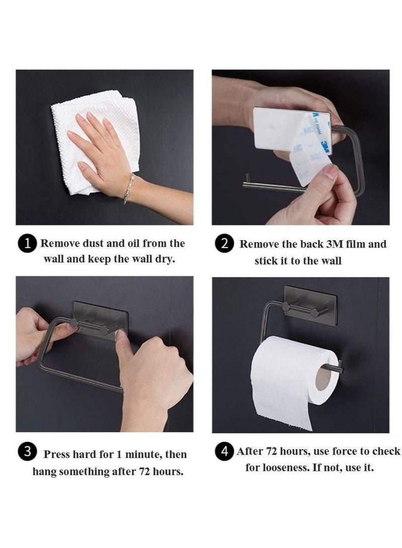 viola Self Adhesive Toilet Paper Holder,Stainless Steel Tissue Roll Paper Hook,Towel Hanger Rack,Napkin Holder Towel Hanger for Bathroom Black - Image 4