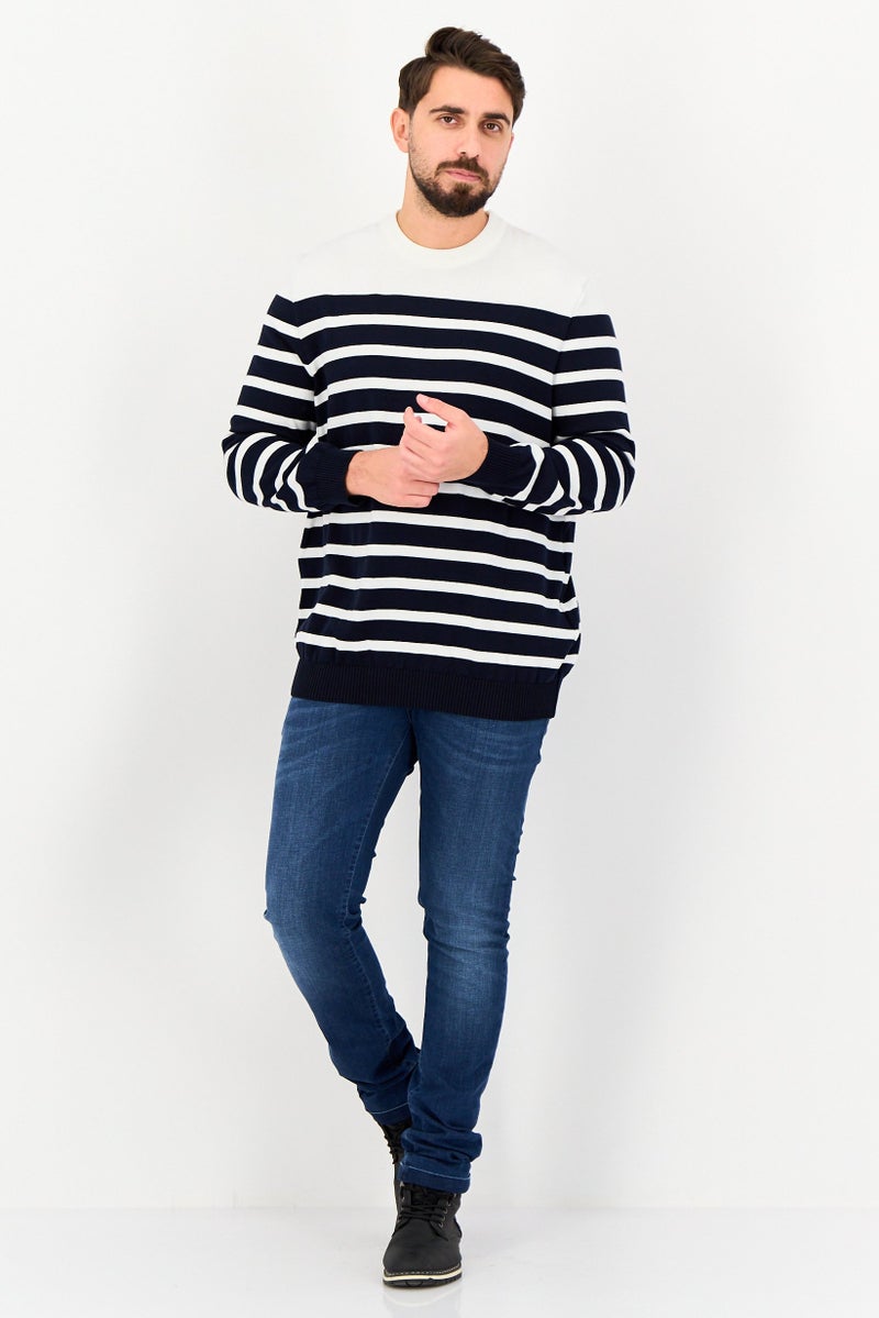 Celio Men Crew Neck Stripe Sweater, Multicolor - Image 2