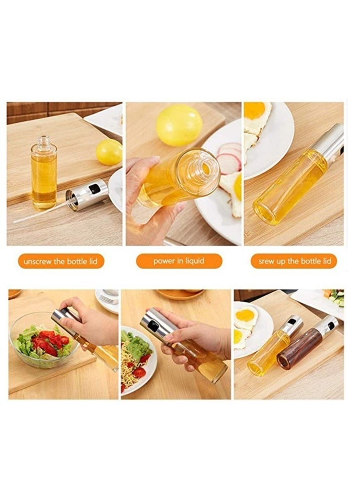 Raxoom 2Pcs/Set Olive Oil Sprayer Dispenser For Cooking,Glass Oil Spray Transparent Vinegar Bottle Oil Dispenser 100Ml For Bbq/Making Salad/Baking/Roasting/Grilling/Frying Kitchen, - Image 4