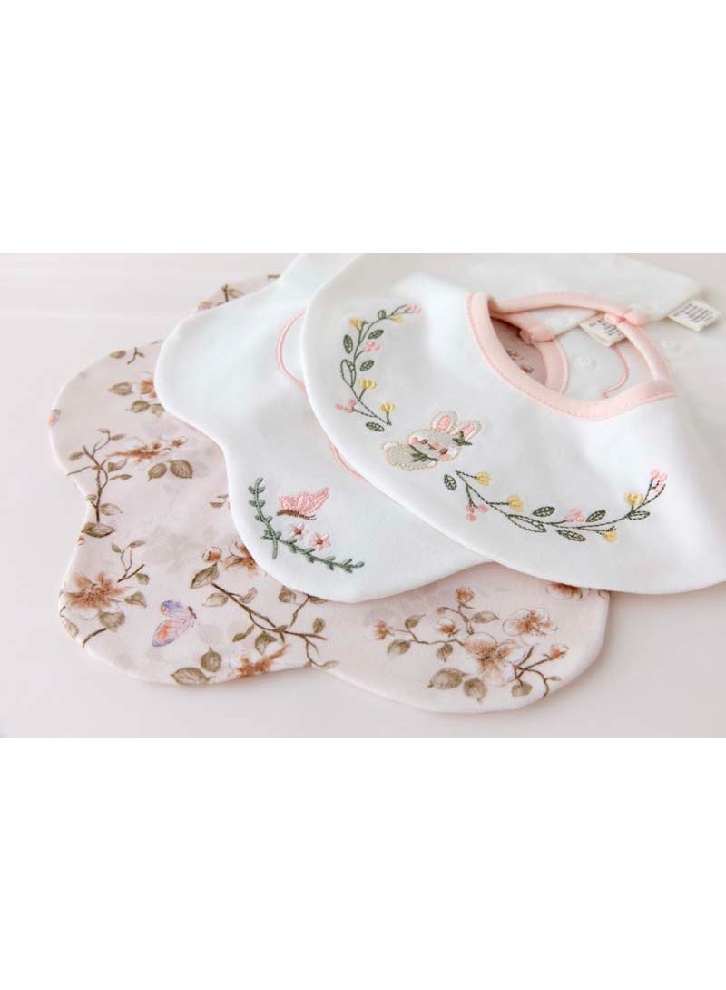 3-Pack Infant Bibs - 360° Rotatable Waterproof Cotton Drool Bibs for Newborns, Anti-Spit Milk Essentials with Petal Design - Image 5