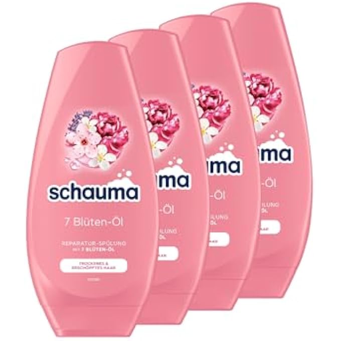 Schauma SCHWARZKOPF REPAIR CONDITIONER 7 FLOWER OIL (4 X 250 ML), HAIR CONDITIONER FOR DRY AND EXHAUSTED HAIR, CONDITIONER GIVES RADIANT SHINE WITHOUT WEIGH DOWN - Image 1