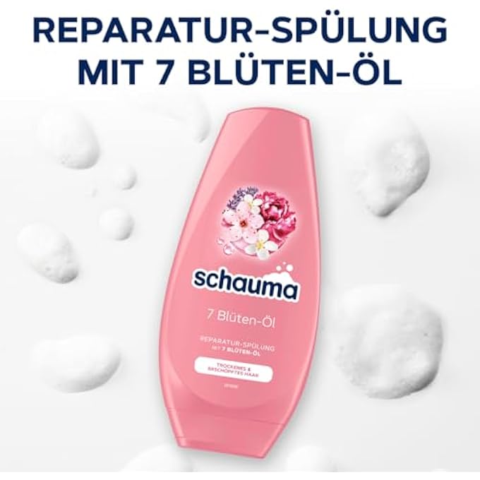 Schauma SCHWARZKOPF REPAIR CONDITIONER 7 FLOWER OIL (4 X 250 ML), HAIR CONDITIONER FOR DRY AND EXHAUSTED HAIR, CONDITIONER GIVES RADIANT SHINE WITHOUT WEIGH DOWN - Image 2
