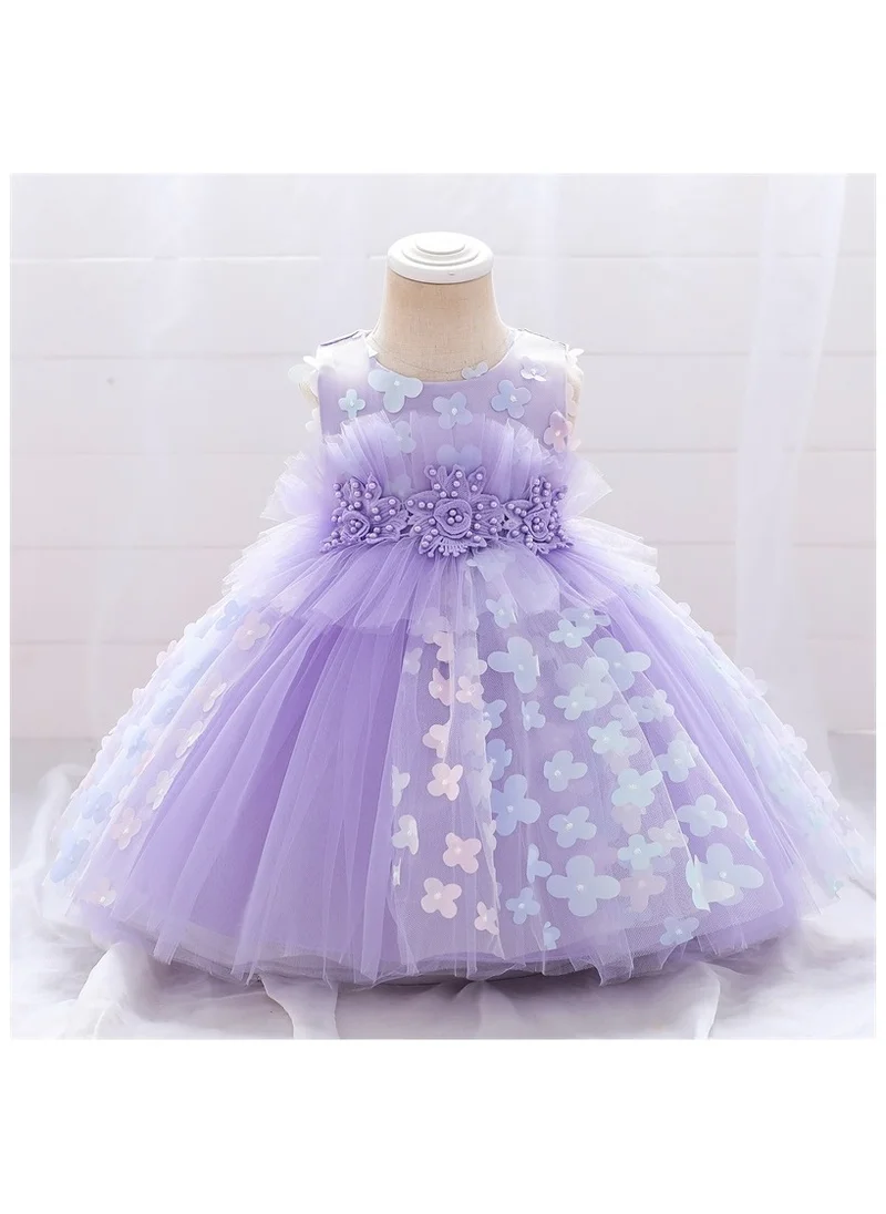 D'Daniela Apple Blossom Purple with Blue dress