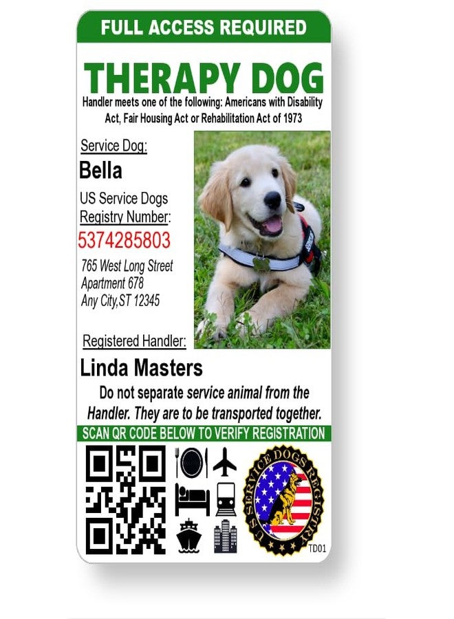 Just 4 Paws بطاقة تعريف حيوان العلاج من JUST 4 PAWS مع رمز الاستجابة السريعة (QR) وصورة ثلاثية الأبعاد اختيارية | التسجيل في سجل كلاب الخدمة الأمريكية بالإضافة إلى حامل بطاقة الهوية وبطاقة هوية رقمية - تصميم عمودي - Image 1