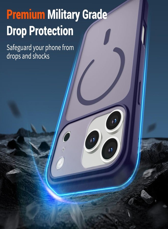استلق جراب SUPFINE المغناطيسي لهاتف iPhone 17 Pro (متوافق مع MagSafe) (حماية فائقة ضد السقوط بمعايير عسكرية) (حماية للكاميرا) غطاء هاتف شفاف غير لامع مقاوم للصدمات، بنفسجي داكن - Image 3