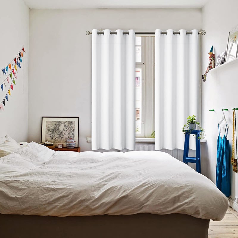 BGment Bgress Room الستائر الستائر 72 بوصة - الستائر الحرارية المعزولة الحرارية ستائر معالجة النافذة لغرفة النوم 2 لوحات 52 × 72 بوصة أبيض نقي - Image 2