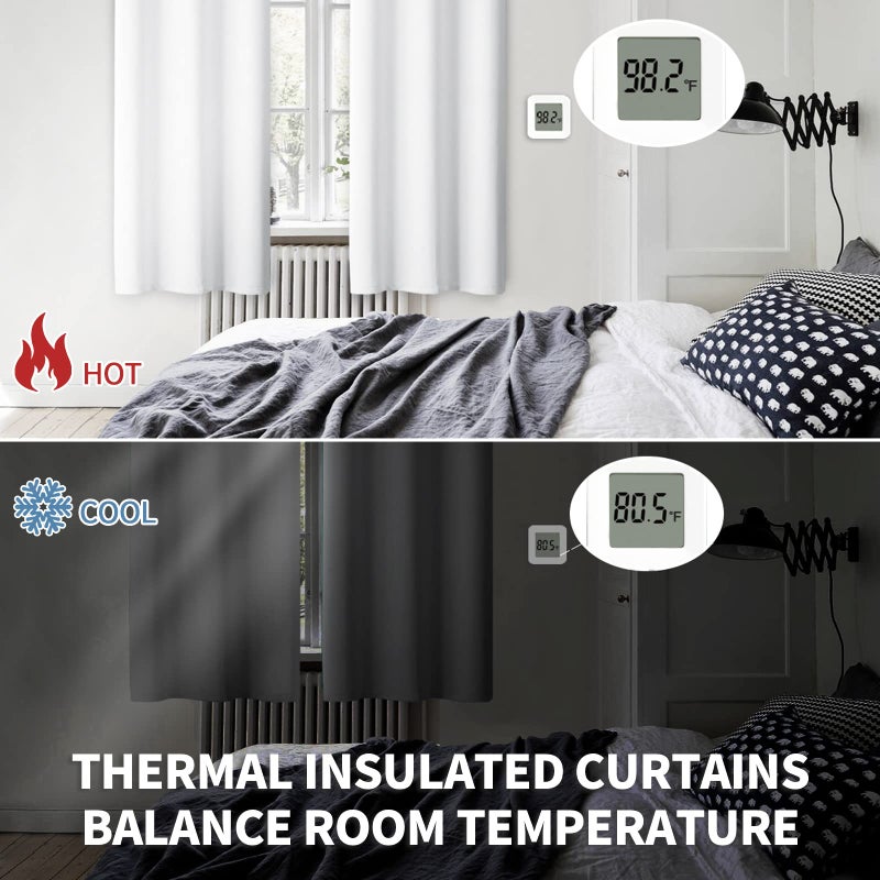 BGment Bgress Room الستائر الستائر 72 بوصة - الستائر الحرارية المعزولة الحرارية ستائر معالجة النافذة لغرفة النوم 2 لوحات 52 × 72 بوصة أبيض نقي - Image 4