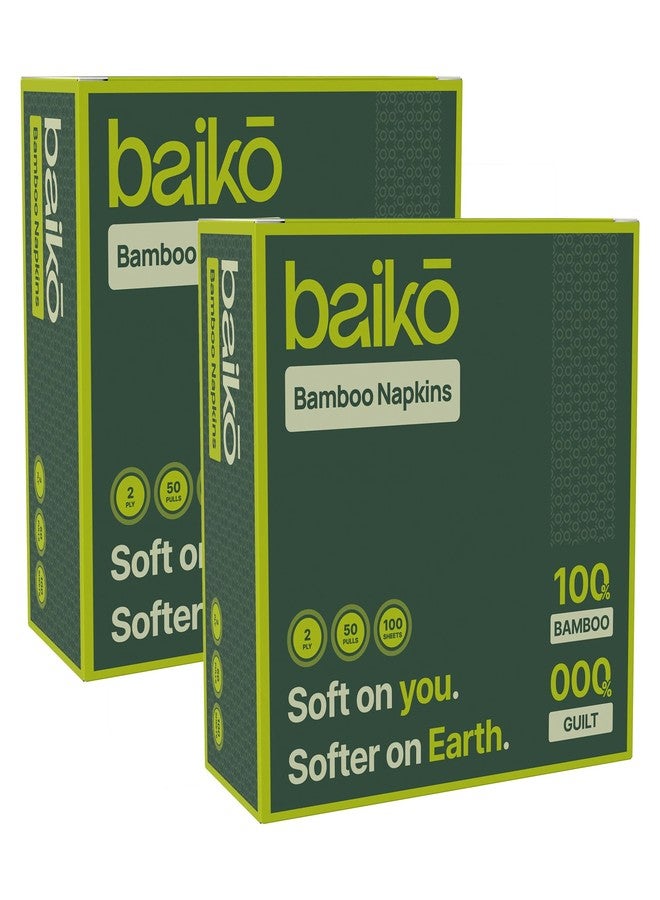 Baiko Bamboo Napkins, 2 Ply, 50 Pulls Each, Natural Bamboo Brown Eco-friendly Tissues, Pack of 2 - Image 1