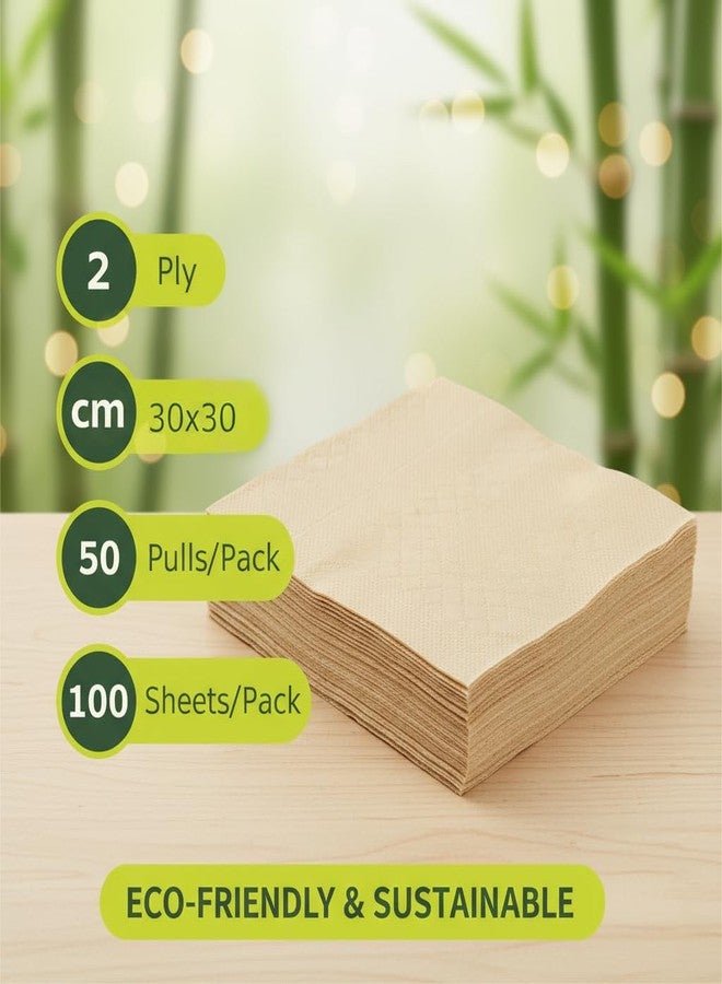 Baiko Bamboo Napkins, 2 Ply, 50 Pulls Each, Natural Bamboo Brown Eco-friendly Tissues, Pack of 2 - Image 3