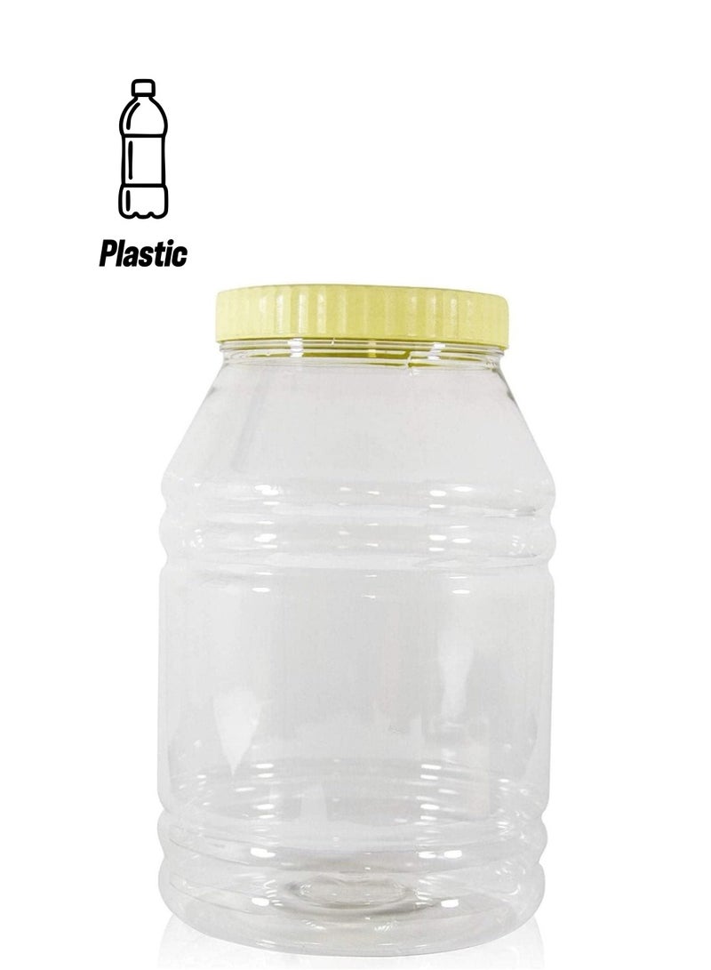 Alsaqer 3-Pieces Plastic Spice Storage Pet Jar -Sunpet 6000 ml Round Clear Jars with lid-Plastic Transparent Pet Bottles