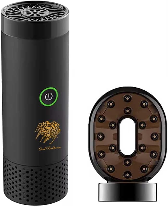 موقد بخور نيو كومب، موقد بخور قابل للشحن عبر USB، حامل بخور عود كهربائي، جهاز معطر محمول للمنزل والمكتب والسيارة (أسود) - Image 1