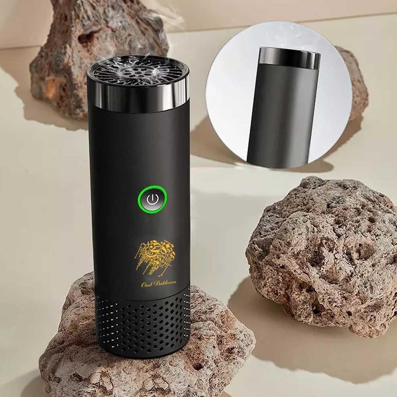 موقد بخور نيو كومب، موقد بخور قابل للشحن عبر USB، حامل بخور عود كهربائي، جهاز معطر محمول للمنزل والمكتب والسيارة (أسود) - Image 2