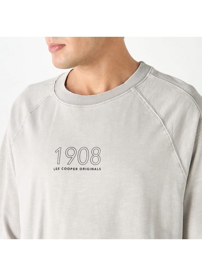 Lee Cooper Typographic Print Oversized T-shirt with Crew Neck and Short Sleeves - Image 4