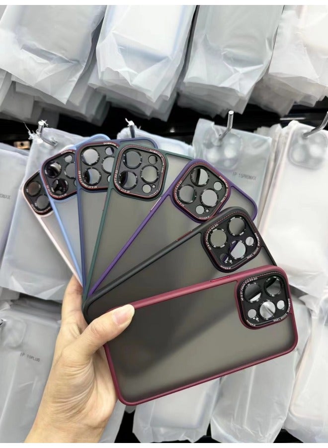 Metal Lens Ring For Iphone16Pro Phone Case Skin Feeling For Iphone 14/13 Lycra Frosted Protective Cover 2-Color:Jujube-Applicable Model:For Iphone13  - Image 1