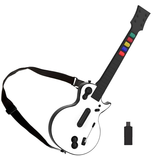 DOYO Wireless Guitar Hero Controller for PC and PS3, Guitar for Guitar Hero 3/4/5 and Rock Band 1/2 Games with Strap (5 Keys/White) - Image 1