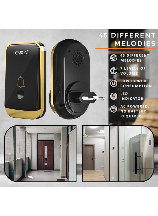 CASON - Wireless Door Bell for Home Long Range/Door Bell wireless For Home/Wireless Calling Bell,Remote Bell With Socket Plug In type, up to 1000ft Range with 45 Chimes (1 Remote 1 Receiver, Black) - Image 4