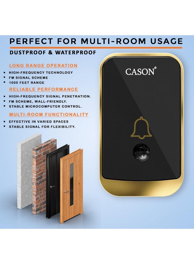 CASON - Wireless Door Bell for Home Long Range/Door Bell wireless For Home/Wireless Calling Bell,Remote Bell With Socket Plug In type, up to 1000ft Range with 45 Chimes (1 Remote 1 Receiver, Black) - Image 3