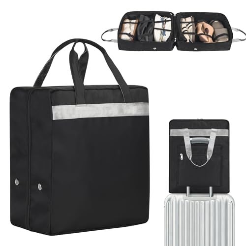 ZHIERNA Shoe Bags for Travel with Handle Travel Shoe Bags for Packing Portable Shoes Storage Bag Organizer Travel Luggage Shoe Bag for Women Men Holds 6 Pair of Shoes Black - Image 1