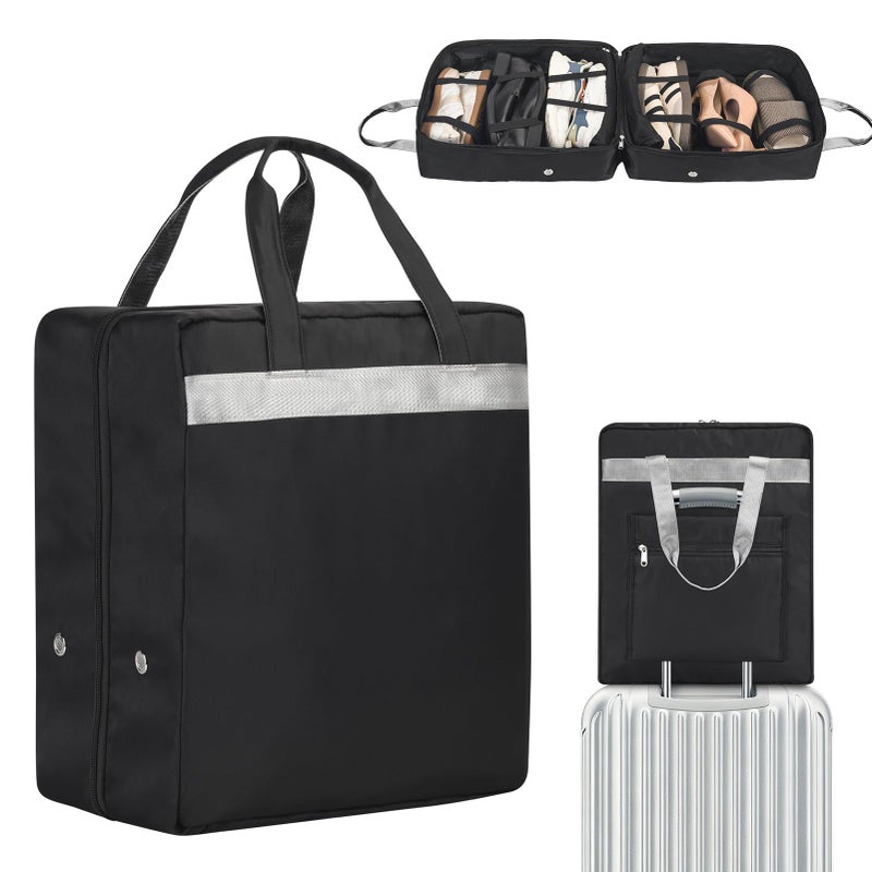 ZHIERNA Shoe Bags for Travel with Handle Travel Shoe Bags for Packing Portable Shoes Storage Bag Organizer Travel Luggage Shoe Bag for Women Men Holds 6 Pair of Shoes Black - Image 2