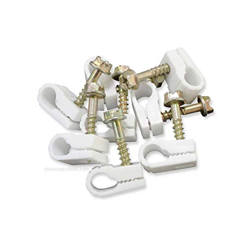 STEREN Coaxial Cable Clips Cable Holder Wire Clips Siding Clips for Hanging Cord Holder for Desk Cable Clamps White 200 Count Single Screw