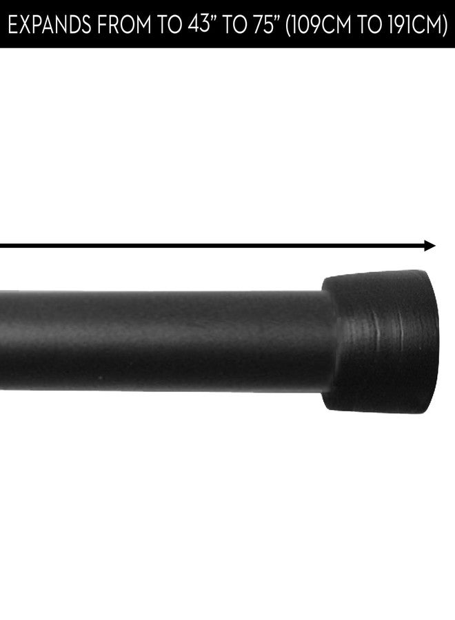 إنترديزاين قضيب ستارة حمام معدني قابل للتمديد من iDesign Cameo، ذو شد ثابت، مناسب للحمامات الرئيسية، وحمامات الضيوف، وحمامات الأطفال، وللنوافذ، قابل للتعديل من 43 إلى 75 بوصة، طقم من قطعتين، أسود مطفي - Image 2