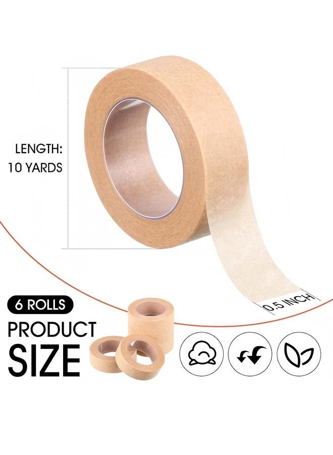 6 Rolls Flexible Skin Tape Breathable Nose Tape Self Adhesive Gauze Tape for Wound Injuries Swelling Sports, Beige (0.5 in x 10 Yd) - Image 2