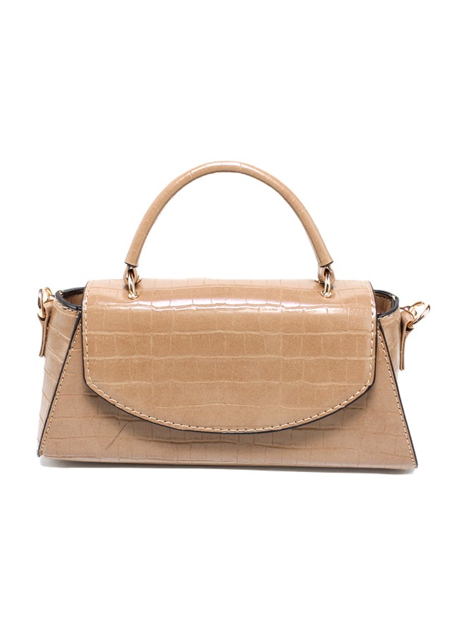 Glitter Women Bag with Cross hand - Light Brown