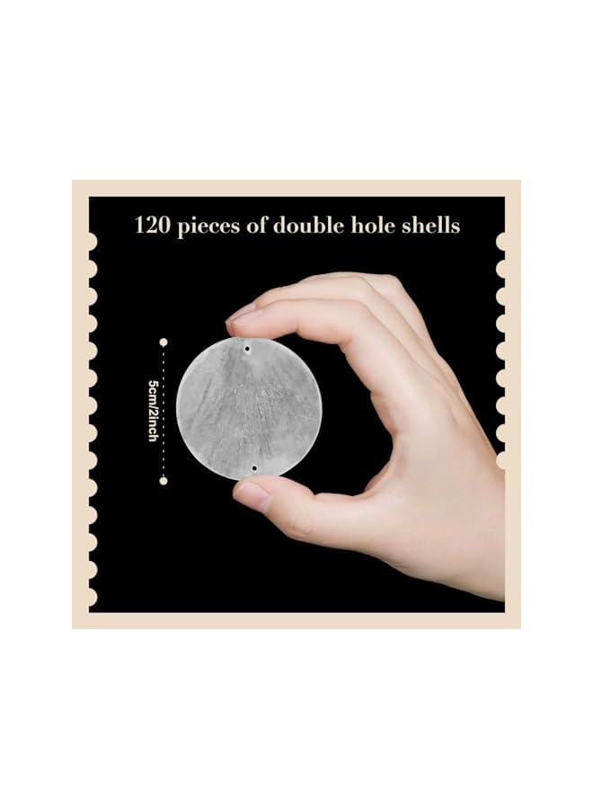 The Bros أصداف بحرية طبيعية دائرية، 100 قطعة أصداف محار بحجم 2 بوصة، للحرف اليدوية مع 2 ثقب لأقراص الأصداف البحرية، لصوت الرياح ستارة الباب، قلادة معلقة، زينة، ديكور منزلي لحفلات الزفاف، حرف يدوية DIY - Image 2