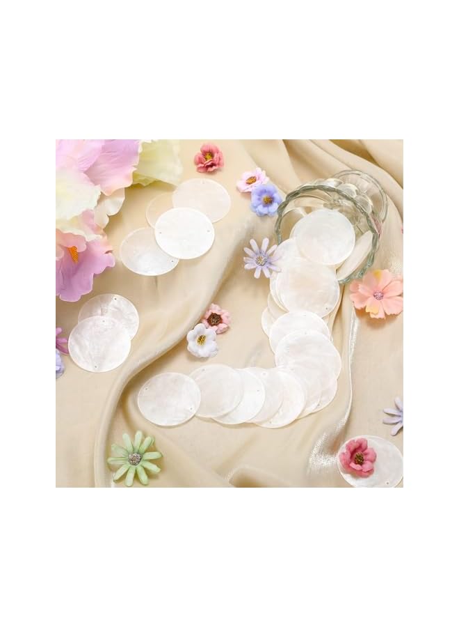 The Bros أصداف بحرية طبيعية دائرية، 100 قطعة أصداف محار بحجم 2 بوصة، للحرف اليدوية مع 2 ثقب لأقراص الأصداف البحرية، لصوت الرياح ستارة الباب، قلادة معلقة، زينة، ديكور منزلي لحفلات الزفاف، حرف يدوية DIY - Image 4