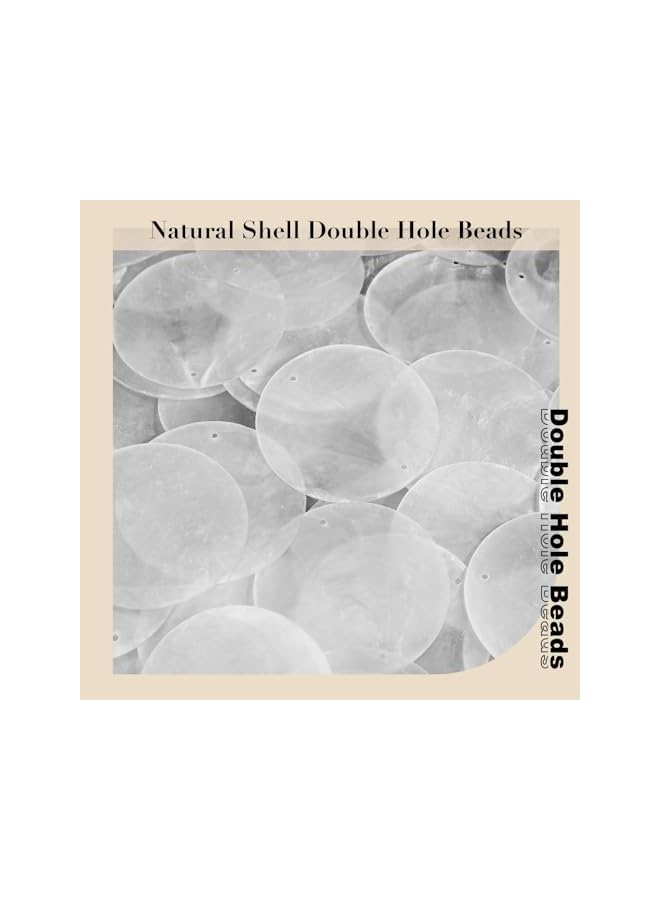 The Bros أصداف بحرية طبيعية دائرية، 100 قطعة أصداف محار بحجم 2 بوصة، للحرف اليدوية مع 2 ثقب لأقراص الأصداف البحرية، لصوت الرياح ستارة الباب، قلادة معلقة، زينة، ديكور منزلي لحفلات الزفاف، حرف يدوية DIY - Image 5