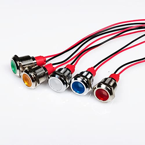 Gebildet 5pcs 12mm AC/DC 12-24V LED Metal Indicator Light Waterproof Signal Lamp Pilot Dash Directional Car Truck Boat with Wire - Image 2