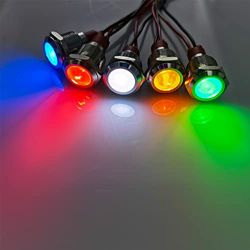 Gebildet 5pcs 12mm AC/DC 12-24V LED Metal Indicator Light Waterproof Signal Lamp Pilot Dash Directional Car Truck Boat with Wire - Image 3