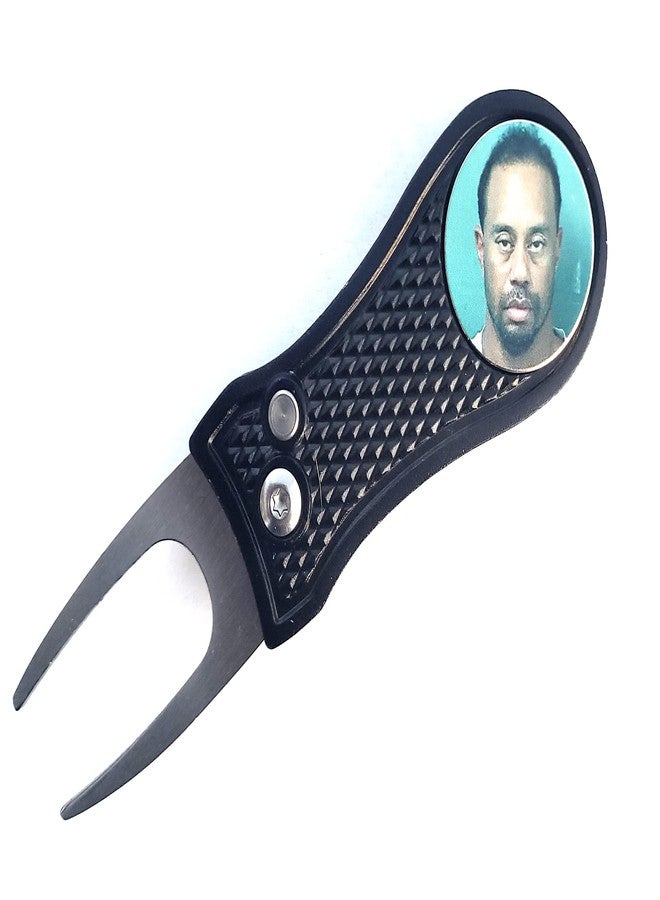 OIXXAF Smash Factor Tiger Woods Mugshot Golf Divot Repair Tool with Ball Marker - Foldable Switchblade Design (Red) - Image 5