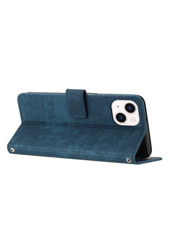 اس-توب جراب هاتف من الجلد بتصميم مخطط لهاتف iPhone 14 Plus مع حبل تعليق - Image 3