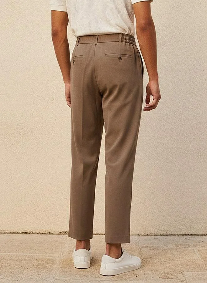 Iconic BROWN COMFORT PLEATED ELASTICATED  PANT for Men | Best Price UAE