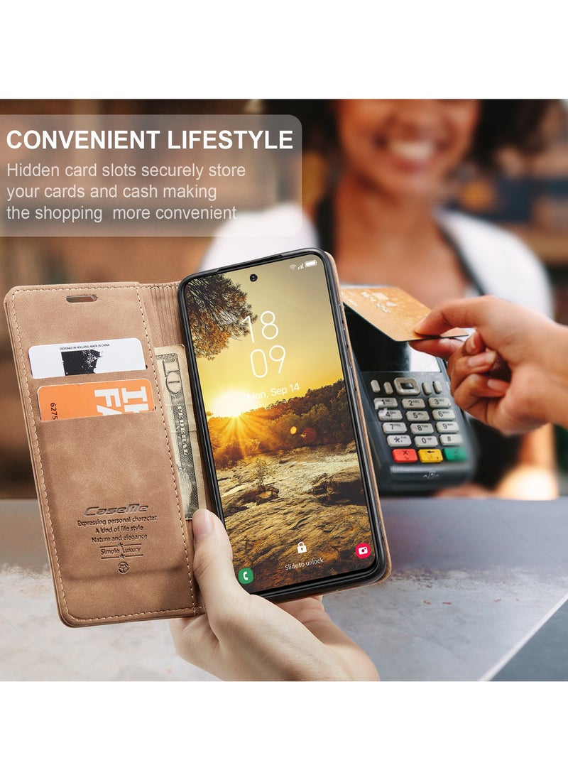 For Samsung Galaxy S24 FE Cover, Soft PU Leather Shockproof Mobile Phone Wallet Case, Full Body Protective Flip Cover Magnetic Adsorption Back Cover - Image 4