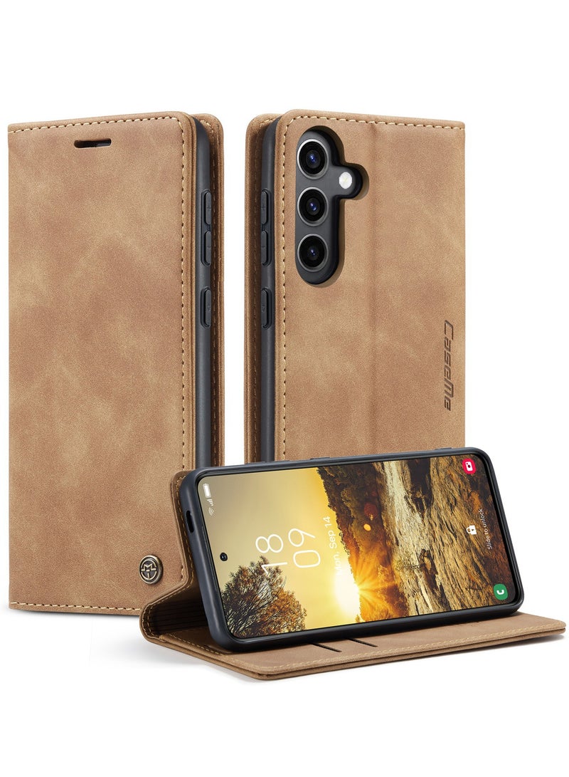 For Samsung Galaxy S24 FE Cover, Soft PU Leather Shockproof Mobile Phone Wallet Case, Full Body Protective Flip Cover Magnetic Adsorption Back Cover - Image 1