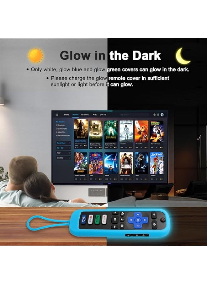 Generic - Universal Luminous Blue Protective Remote Cover for Roku/Now TV Remote Control, Remote Case Shockproof, Anti Slip, Anti Lost with Strap Glow Blue - Image 1