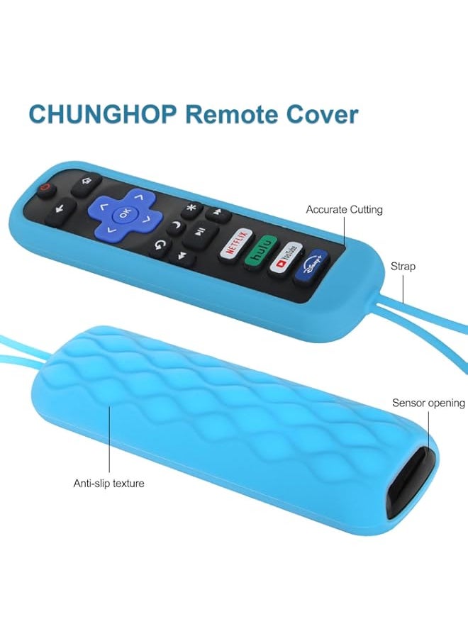 Generic - Universal Luminous Blue Protective Remote Cover for Roku/Now TV Remote Control, Remote Case Shockproof, Anti Slip, Anti Lost with Strap Glow Blue - Image 1