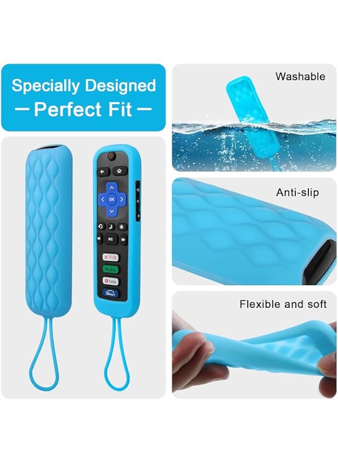 Generic - Universal Luminous Blue Protective Remote Cover for Roku/Now TV Remote Control, Remote Case Shockproof, Anti Slip, Anti Lost with Strap Glow Blue - Image 1