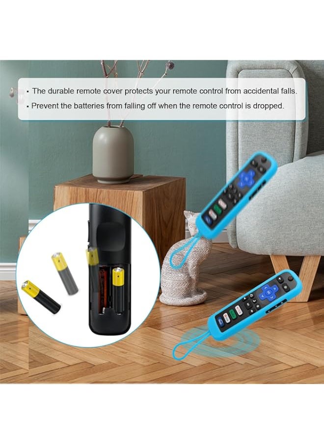 Generic - Universal Luminous Blue Protective Remote Cover for Roku/Now TV Remote Control, Remote Case Shockproof, Anti Slip, Anti Lost with Strap Glow Blue - Image 1