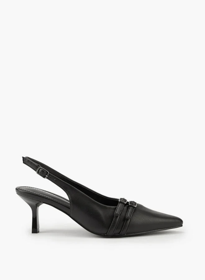 Buckle Accent Shoes with Flared Heels