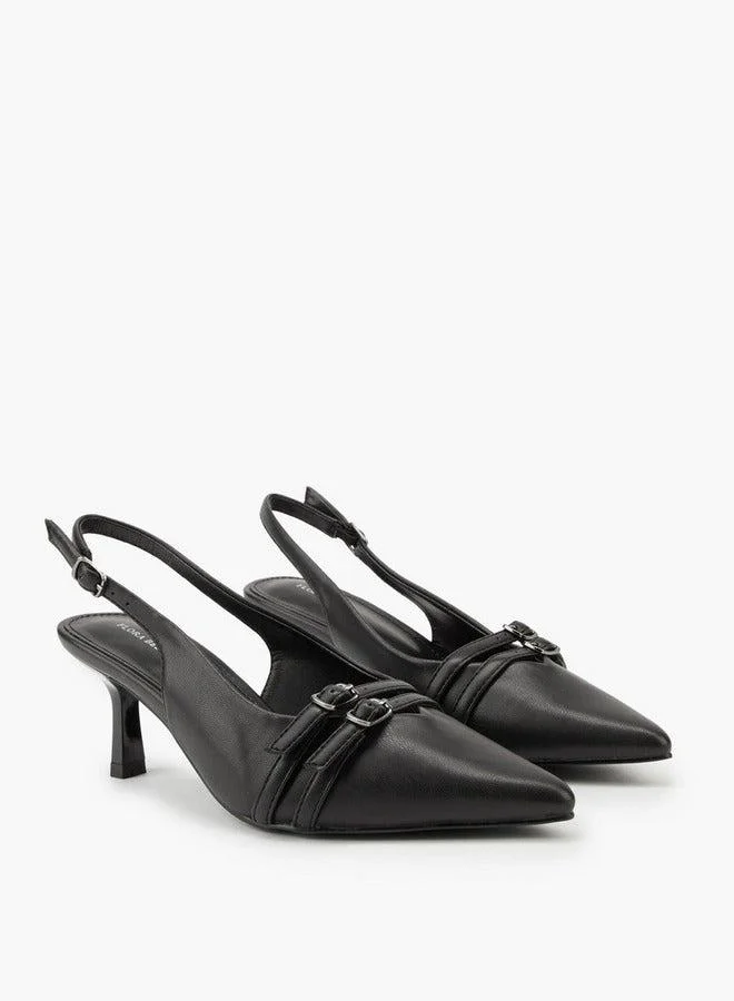 Flora Bella By Shoexpress Buckle Accent Shoes with Flared Heels