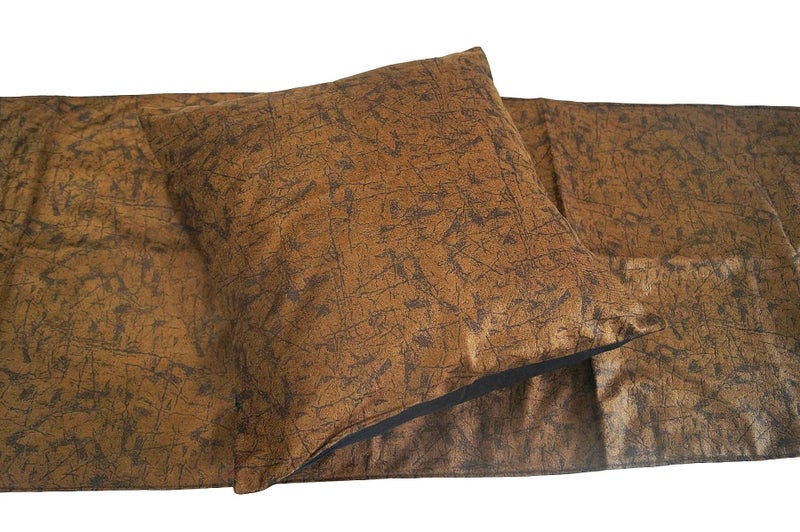 Vissage Suave Double Bed Runner Set with 2 Cushion Covers, Brown - Image 2